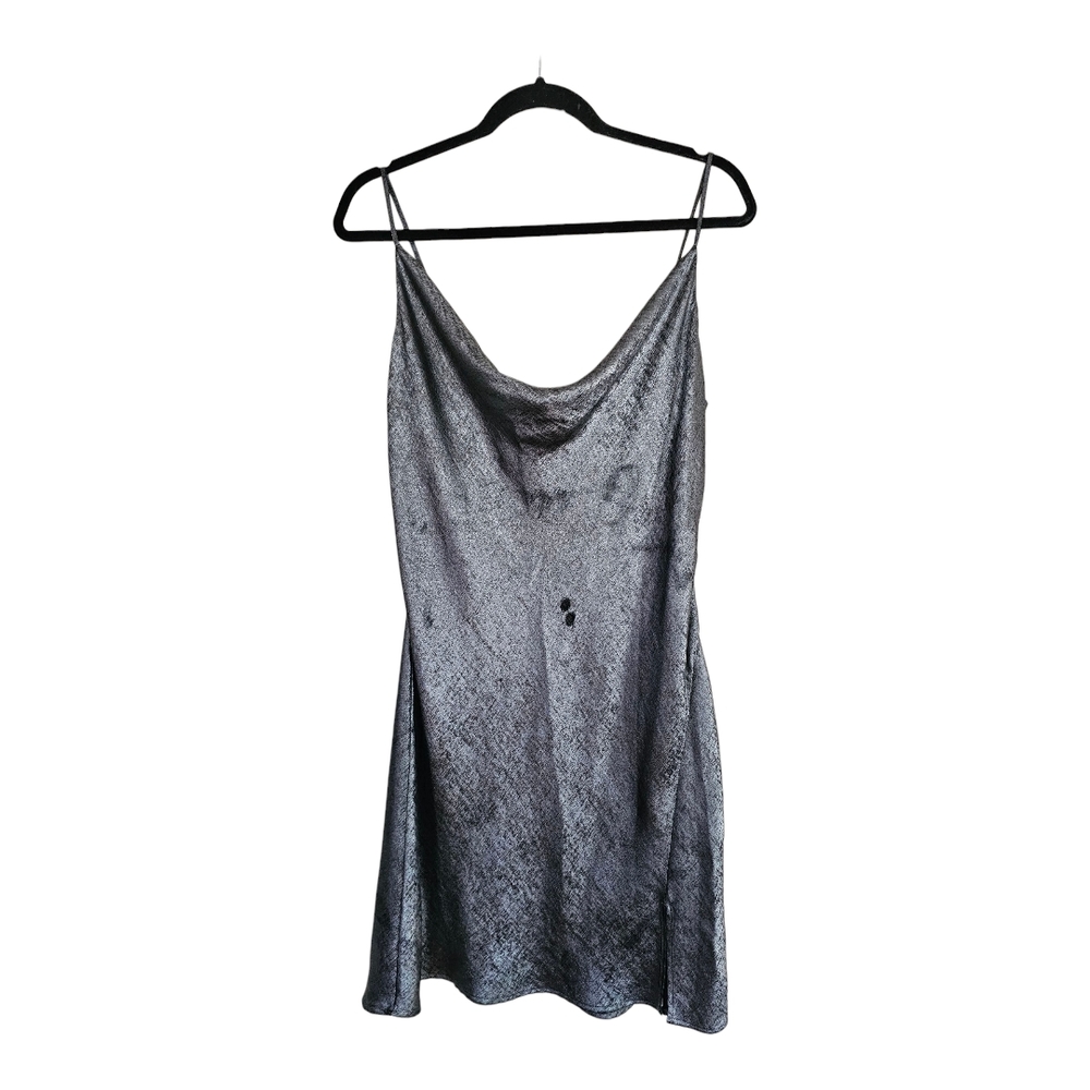 Dynamite Shimmering Silver Slip Dress